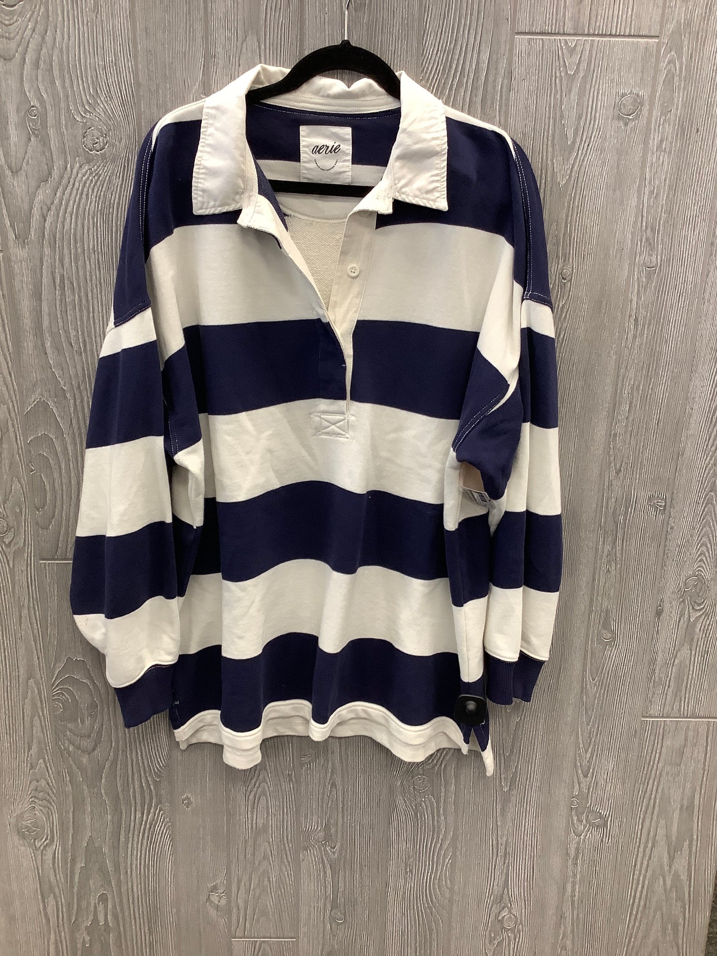 Top Long Sleeve By Aerie In Striped Pattern, Size: Xl