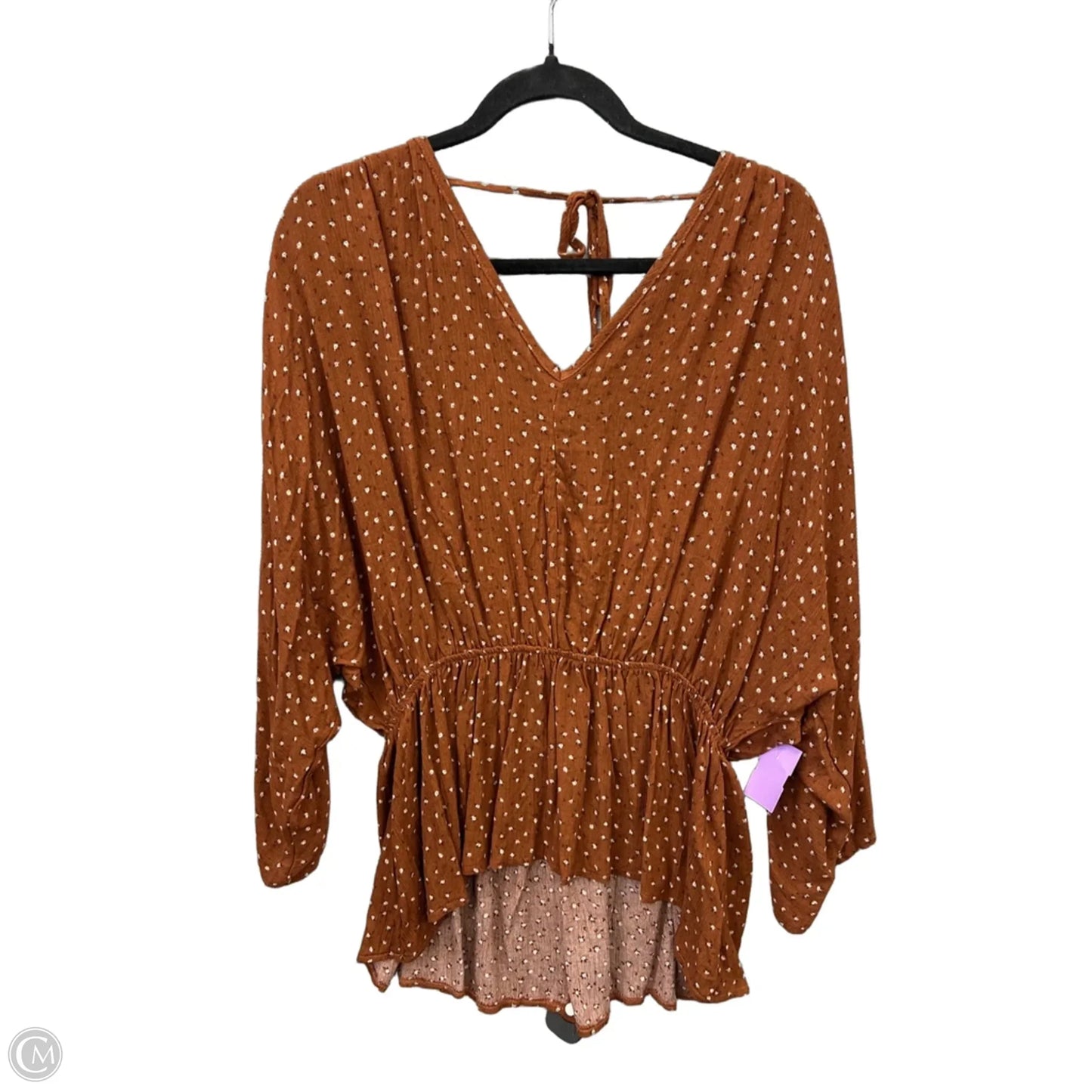 Top Long Sleeve By White Birch In Brown, Size: L