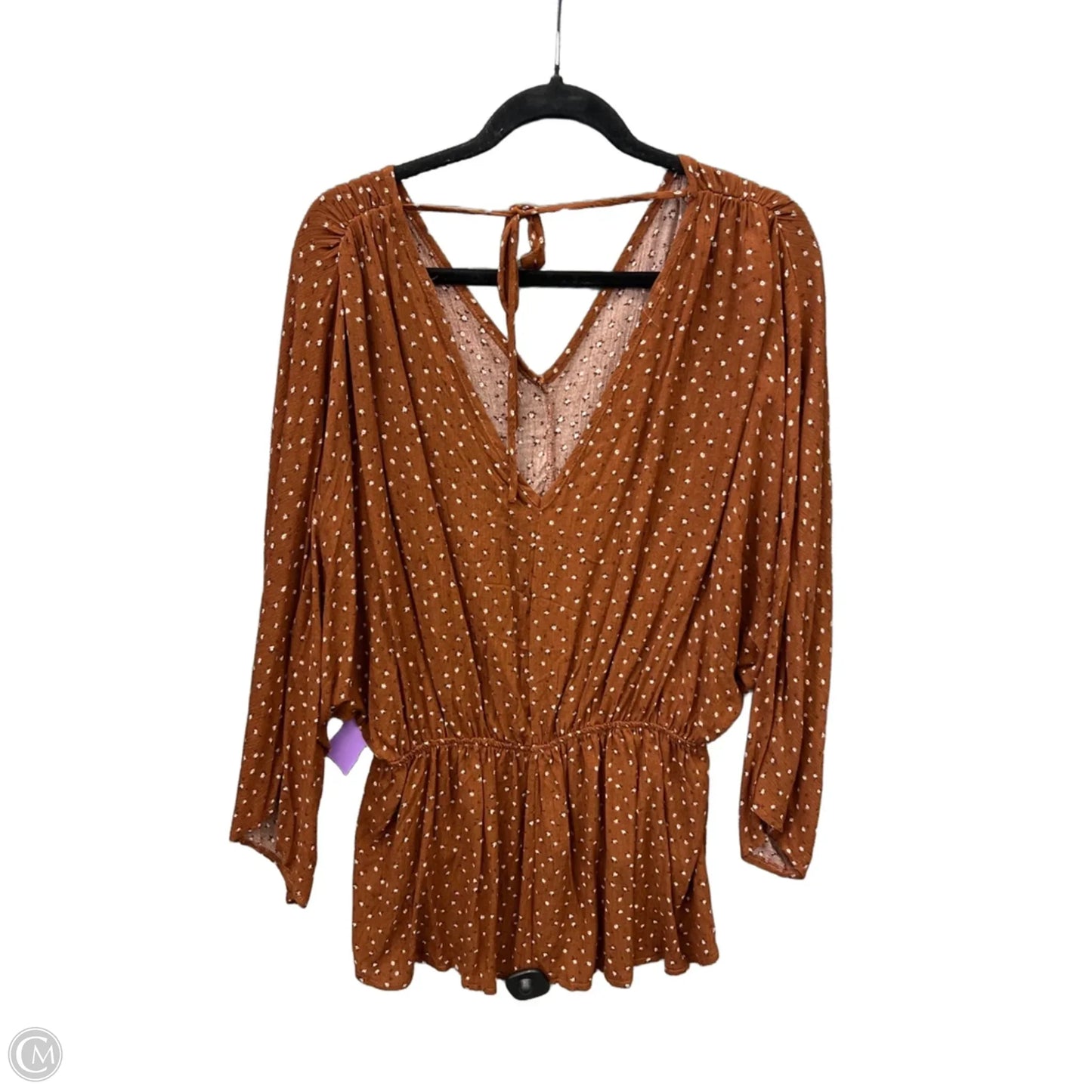 Top Long Sleeve By White Birch In Brown, Size: L