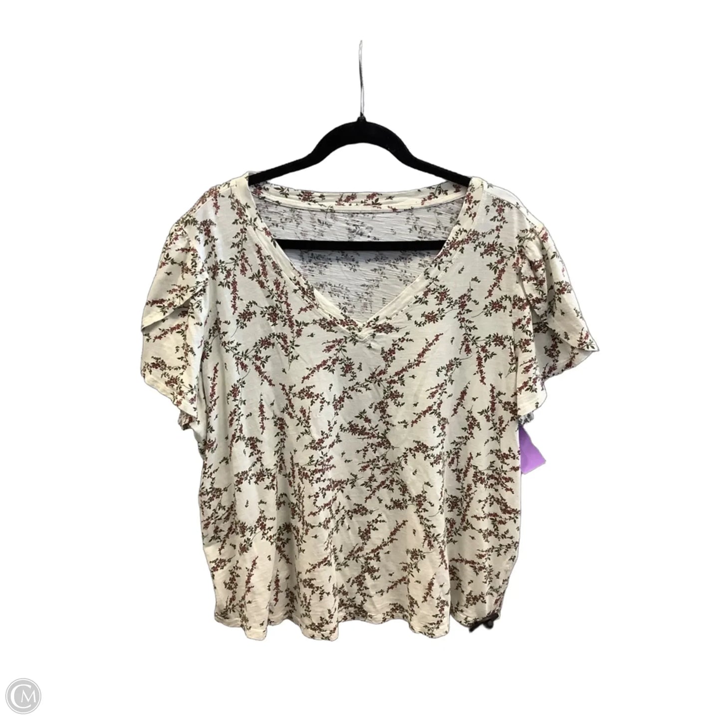 Top Short Sleeve Basic By Maurices In Floral Print, Size: 2x