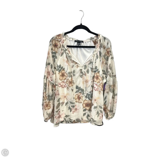 Top Long Sleeve By A Love Story In Cream, Size: 1x