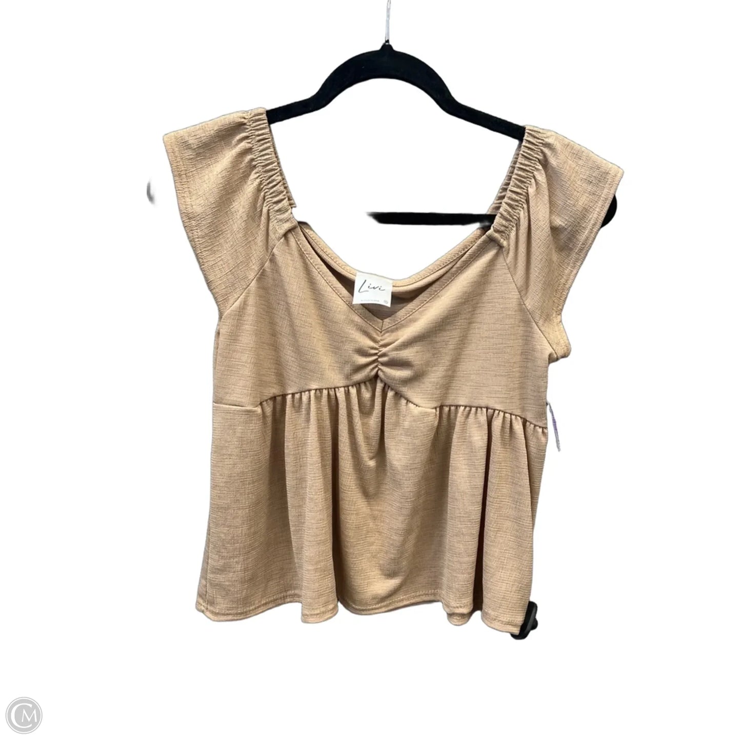 Top Short Sleeve By Clothes Mentor In Beige, Size: M