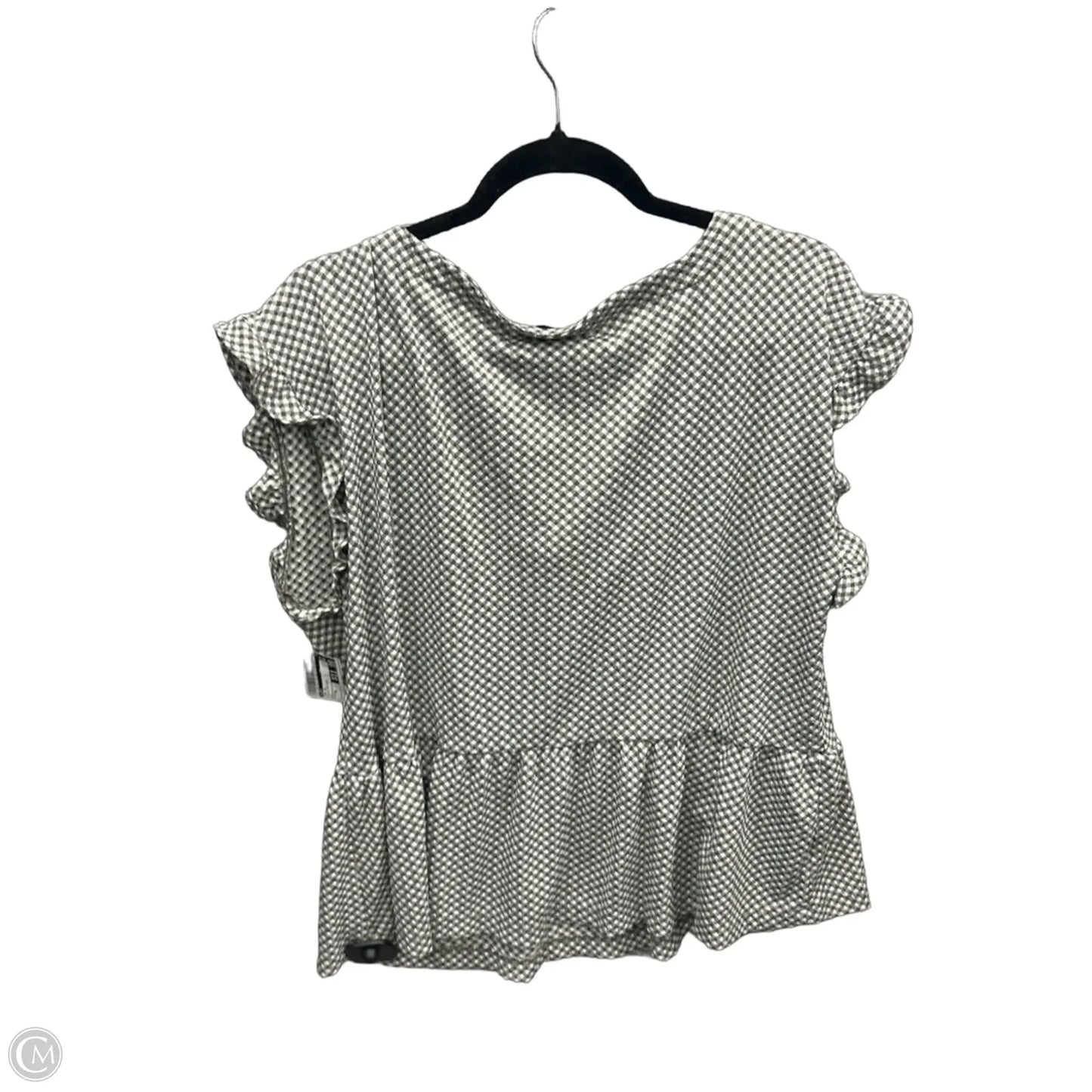 Top Short Sleeve By Loft In Plaid Pattern, Size: Xl