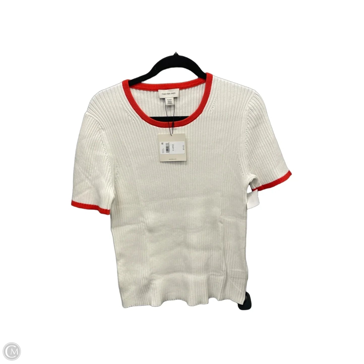 Top Short Sleeve By Calvin Klein In Cream, Size: Xl