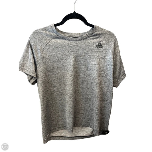 Athletic Top Short Sleeve By Adidas In Grey, Size: M