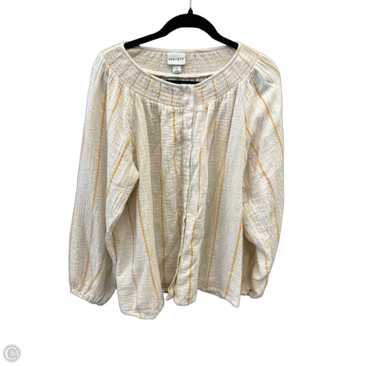 Top Long Sleeve By Ava & Viv In Striped Pattern, Size: 1x