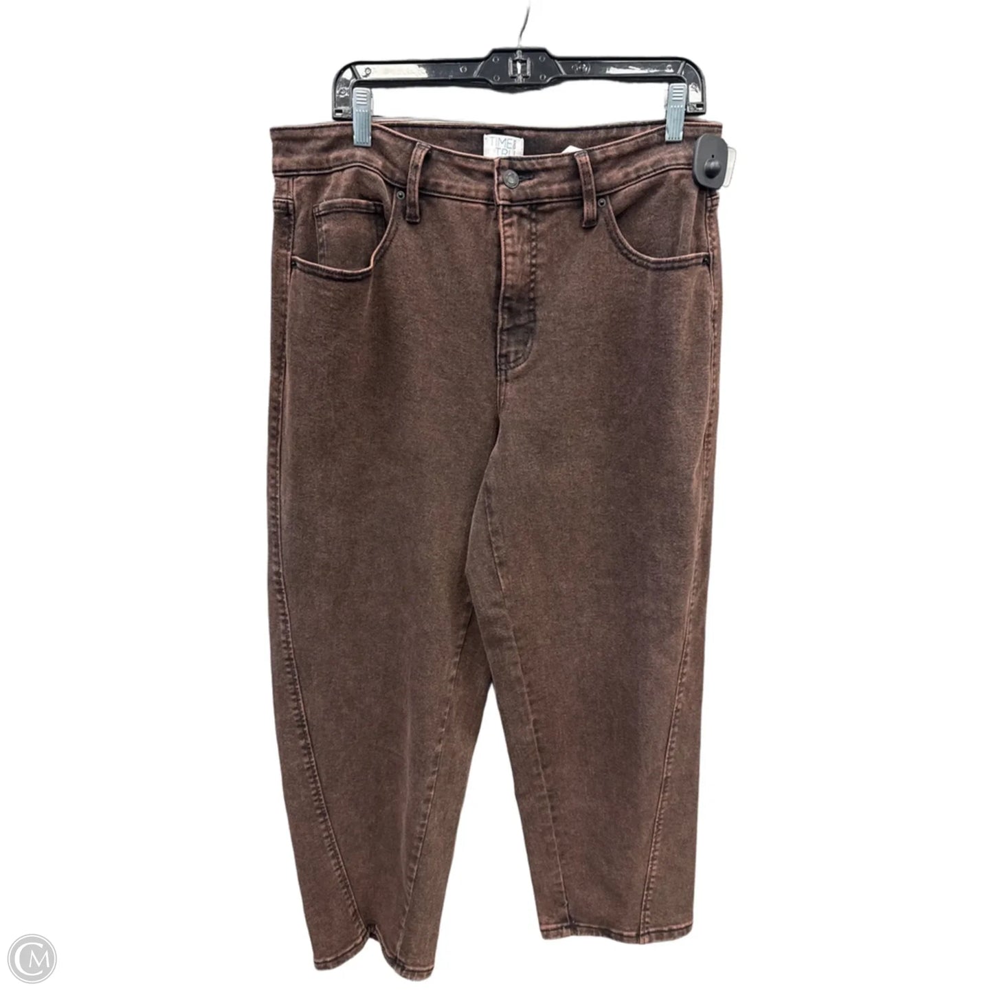 Jeans Straight By Time And Tru In Brown Denim, Size: 14