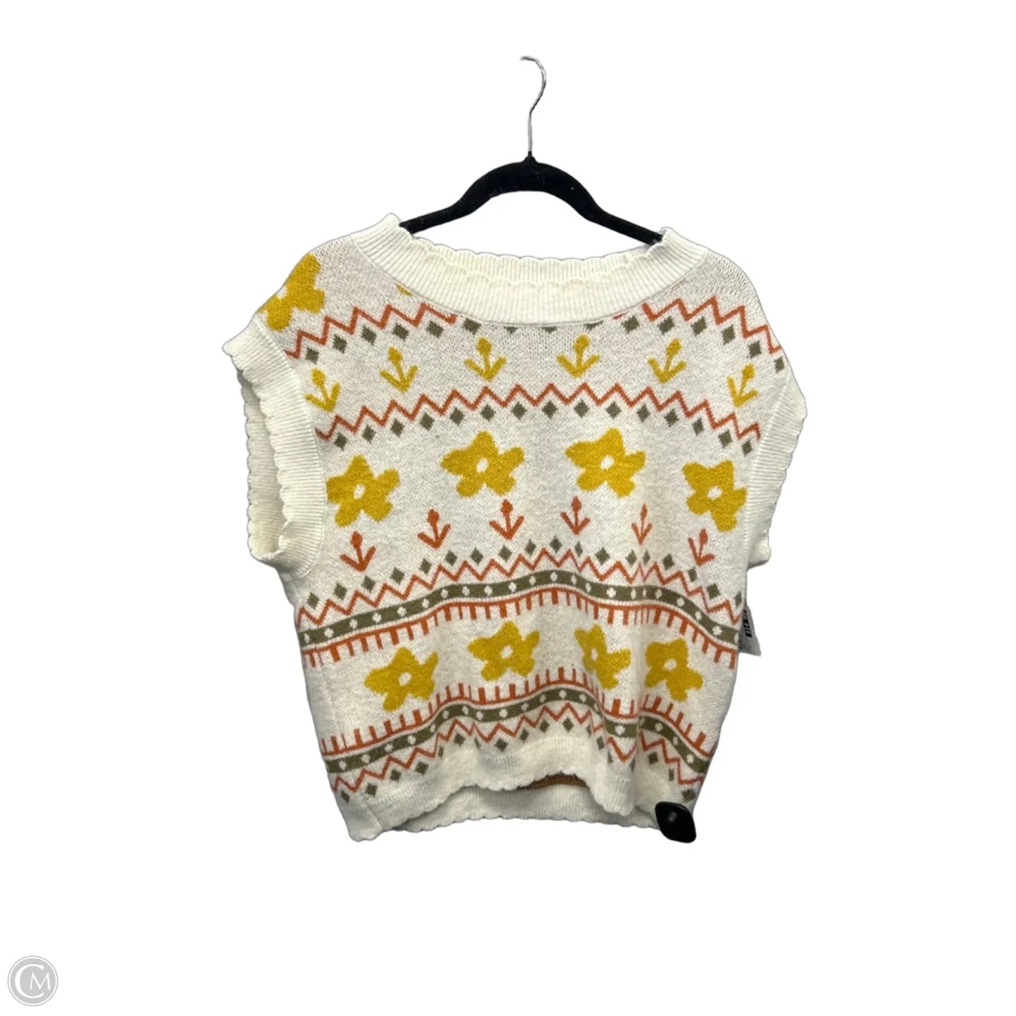 Sweater Short Sleeve By Polygram In Cream, Size: L