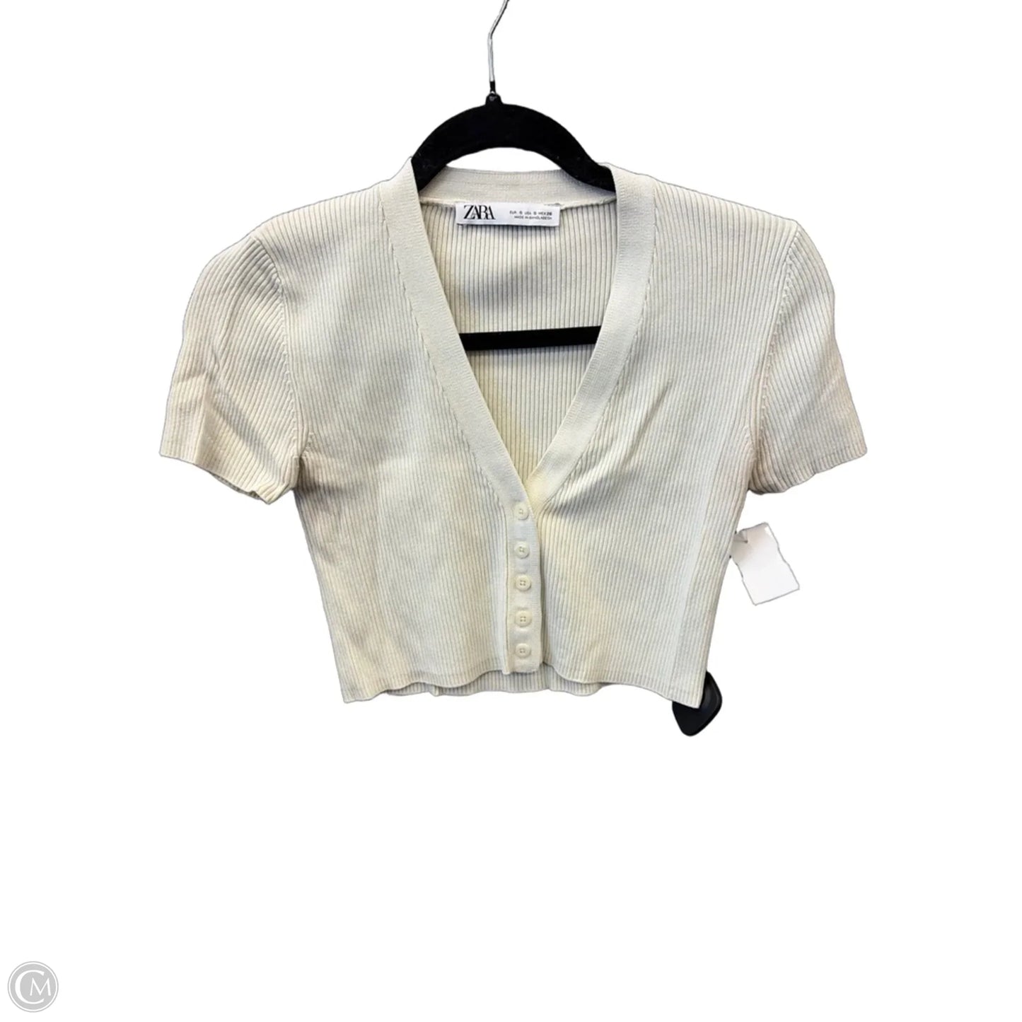Top Short Sleeve By Zara In Cream, Size: S