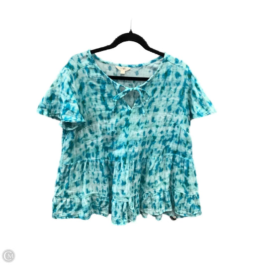 Top Short Sleeve By Terra & Sky In Blue, Size: Xl