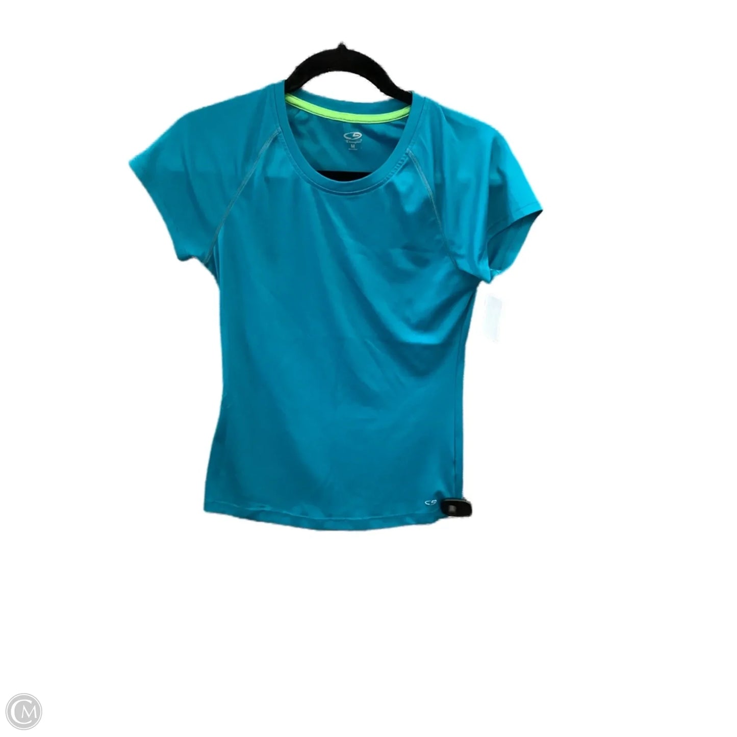 Athletic Top Short Sleeve By Champion In Teal, Size: M