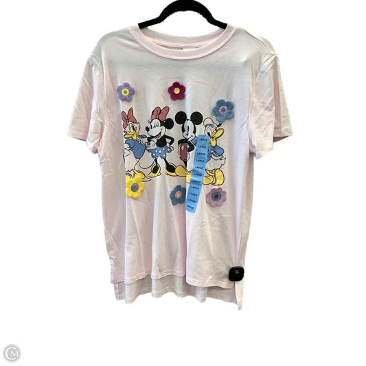 Top Short Sleeve By Disney Store In Pink, Size: L