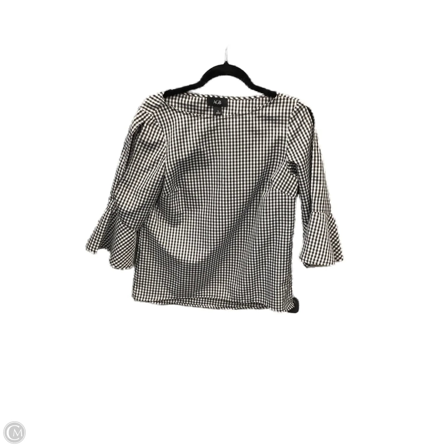 Top 3/4 Sleeve By Agb In Plaid Pattern, Size: S