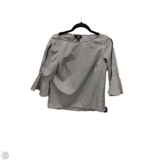 Top 3/4 Sleeve By Agb In Plaid Pattern, Size: S
