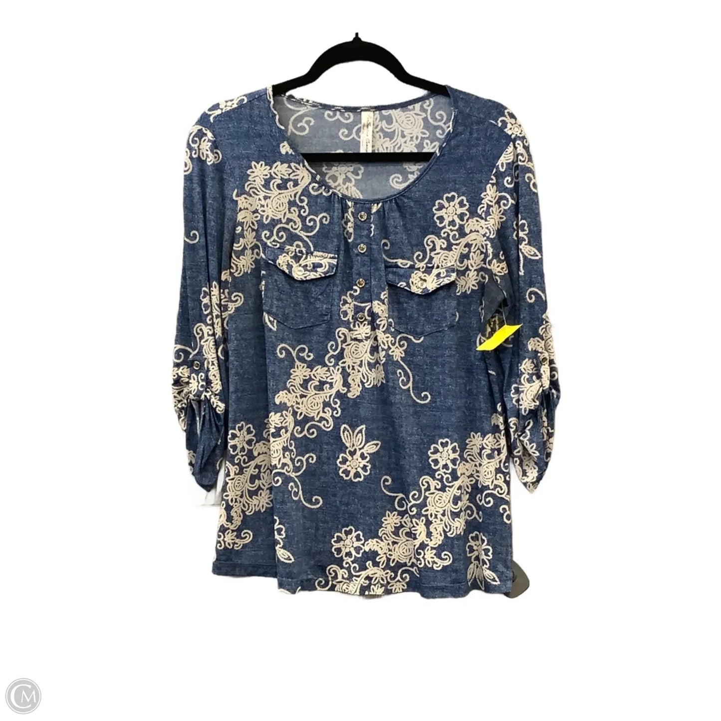 Top Long Sleeve By Perseption Concept In Blue, Size: L