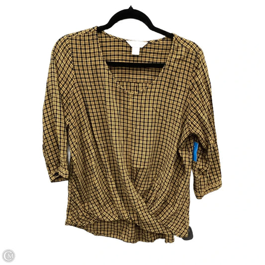 Top Long Sleeve By Christopher And Banks In Plaid Pattern, Size: M