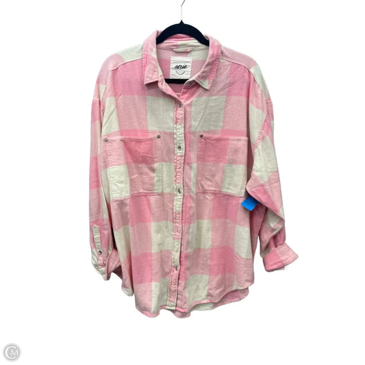 Top Long Sleeve By Aerie In Plaid Pattern, Size: L