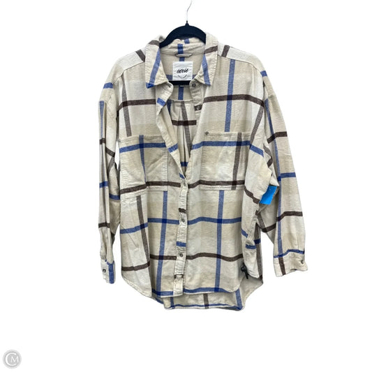 Top Long Sleeve By Aerie In Plaid Pattern, Size: L