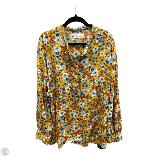 Top Long Sleeve By Time And Tru In Floral Print, Size: Xxl