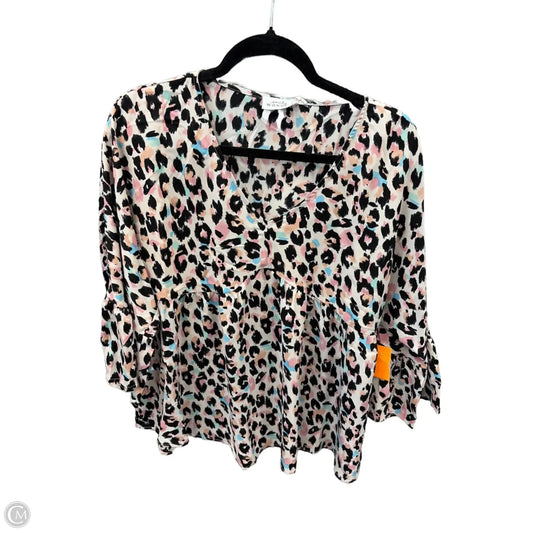 Blouse 3/4 Sleeve By Emily Wonder In Animal Print, Size: L