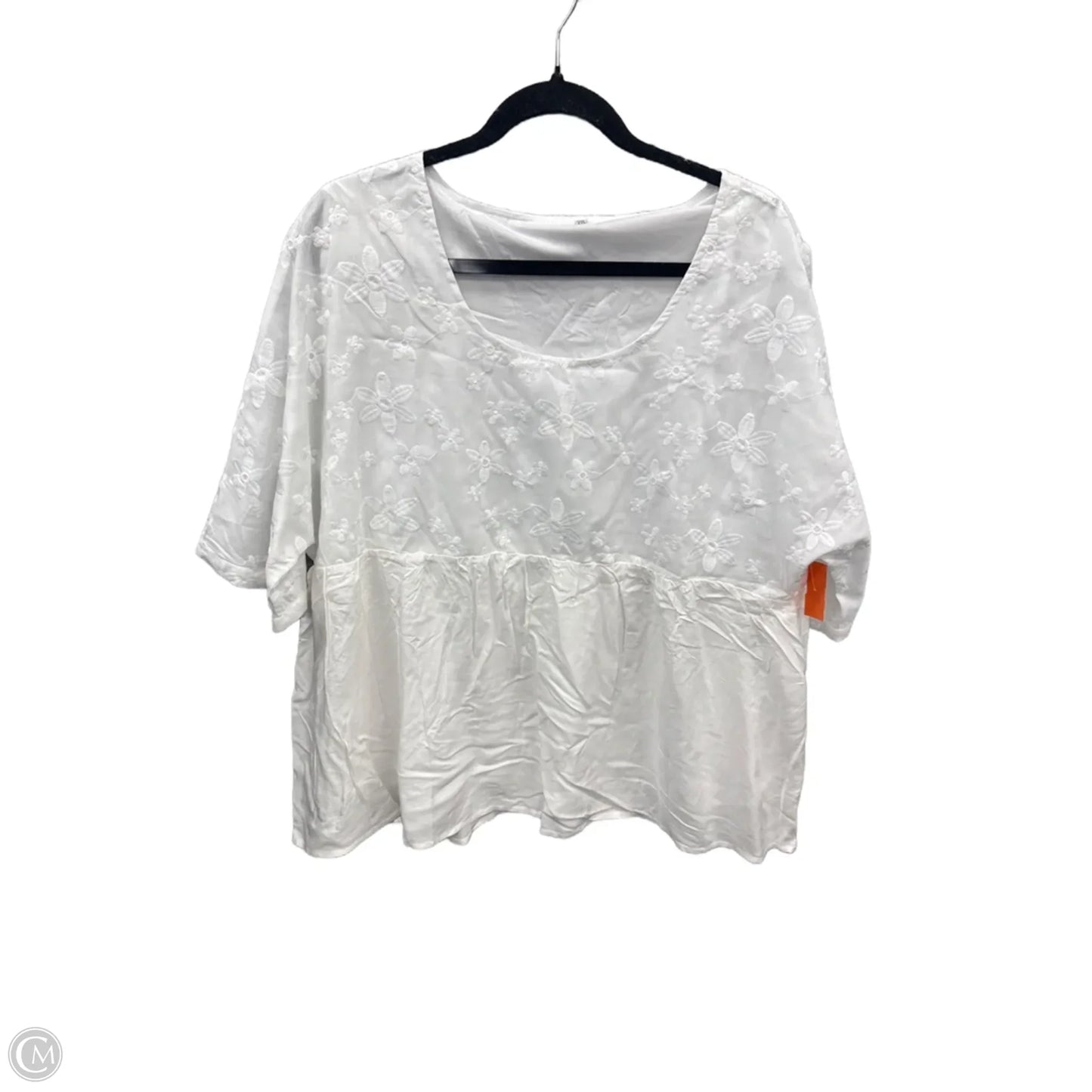 Top Short Sleeve By Cmf In White, Size: 2x