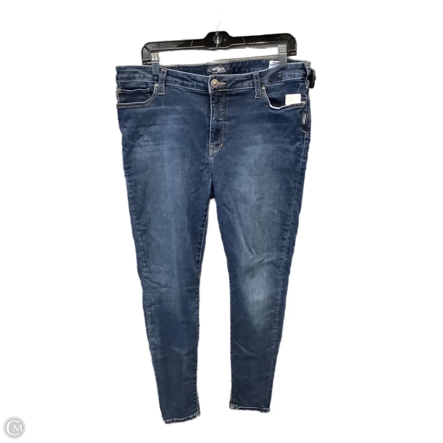 Jeans Skinny By Silver In Blue Denim, Size: 16