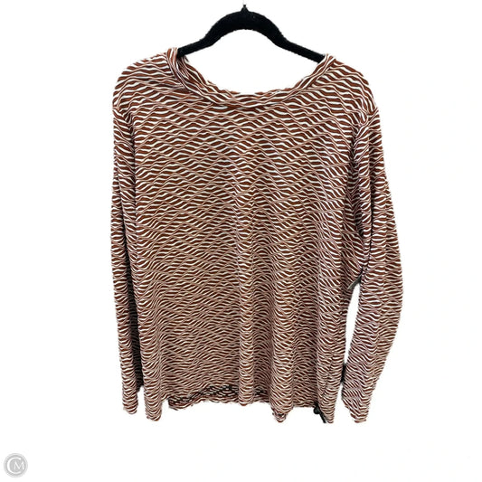 Top Long Sleeve By Ava & Viv In Brown & White, Size: 3x
