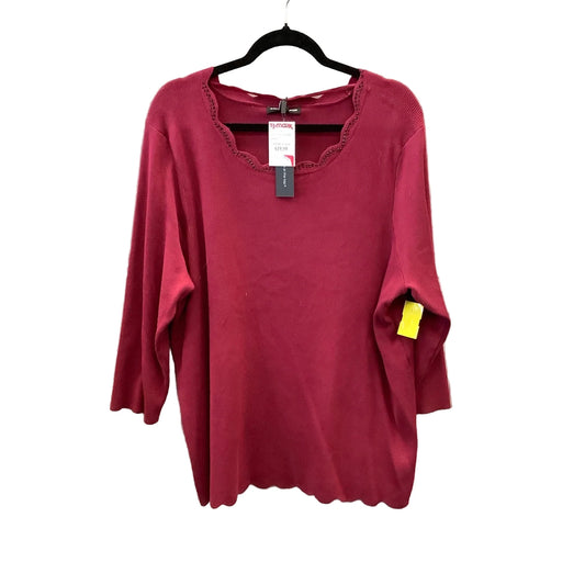Top Long Sleeve By Cable And Gauge In Red, Size: 2x