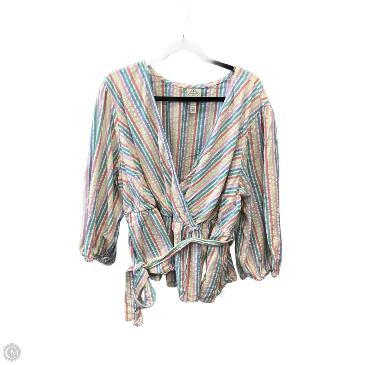 Top Long Sleeve By St Johns Bay In Striped Pattern, Size: 2x