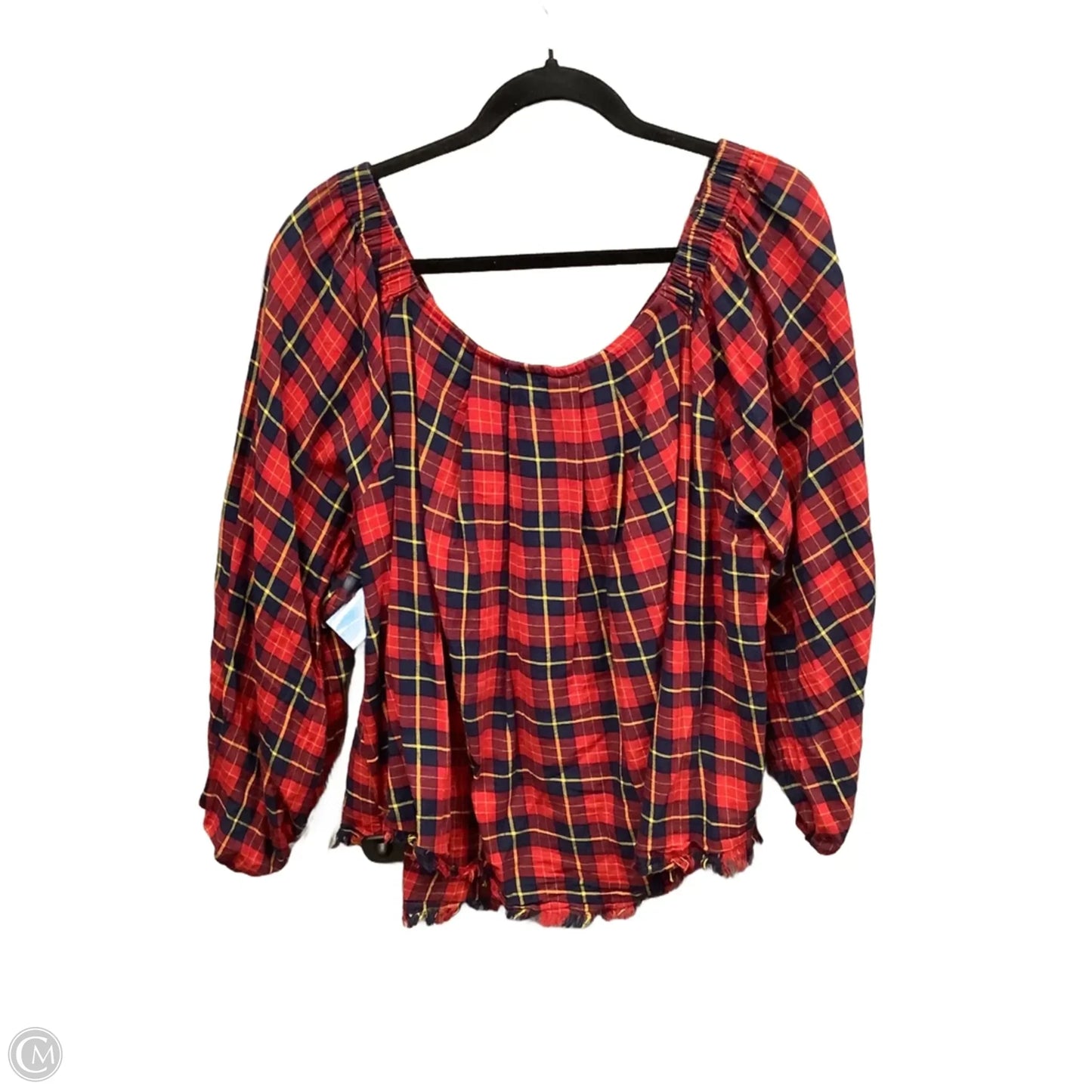 Top Long Sleeve By Umgee In Plaid Pattern, Size: 1x