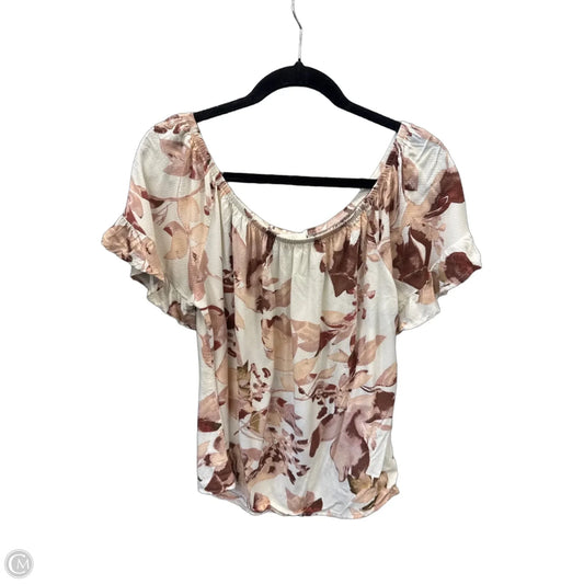Top Short Sleeve By Knox Rose In Floral Print, Size: L