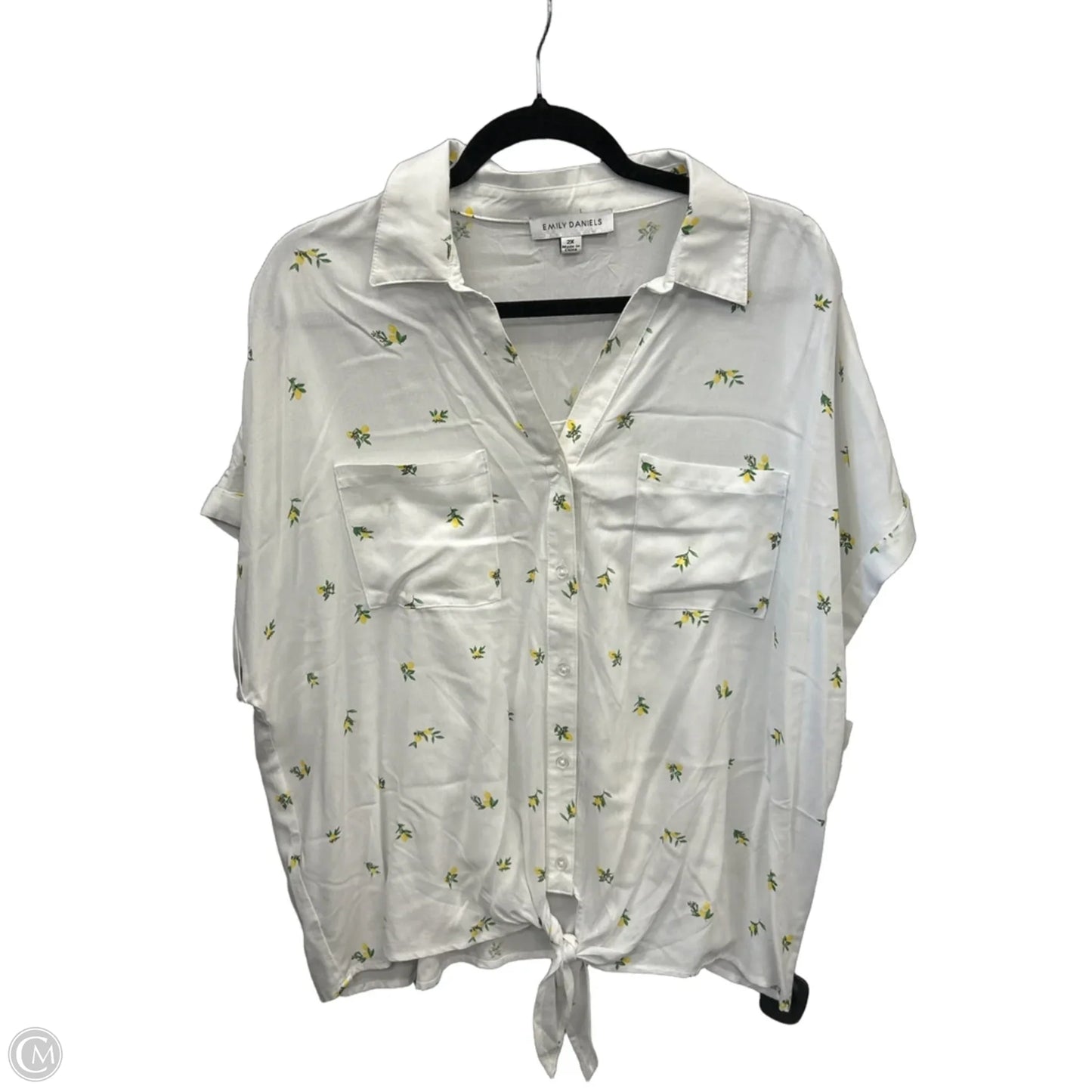 Top Short Sleeve By Emily Daniels In White, Size: 2x