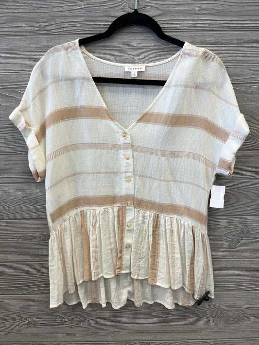 Top Short Sleeve By Blu Pepper In Cream, Size: S