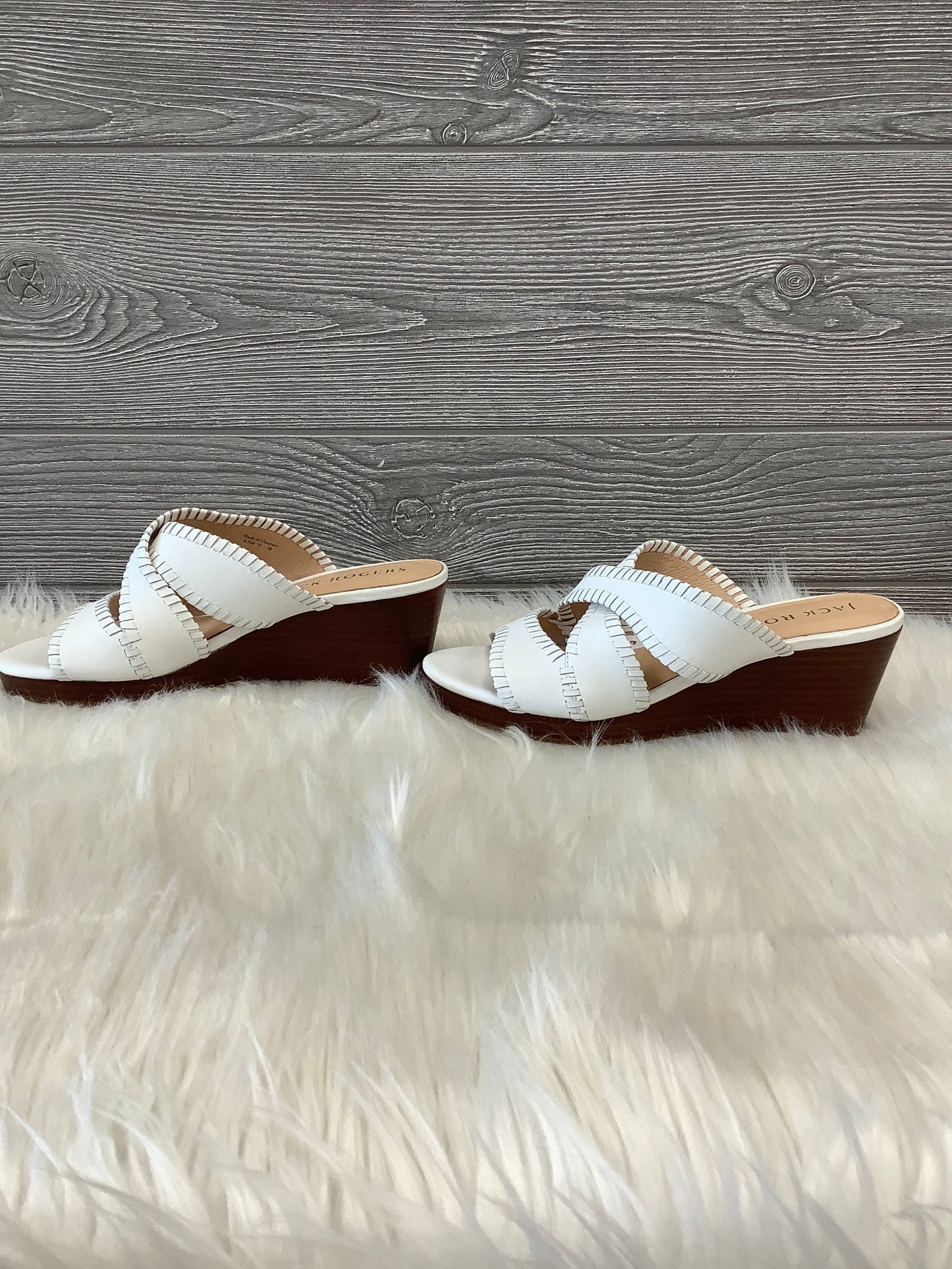 White Sandals Heels Wedge Jack Rogers, Size 6.5