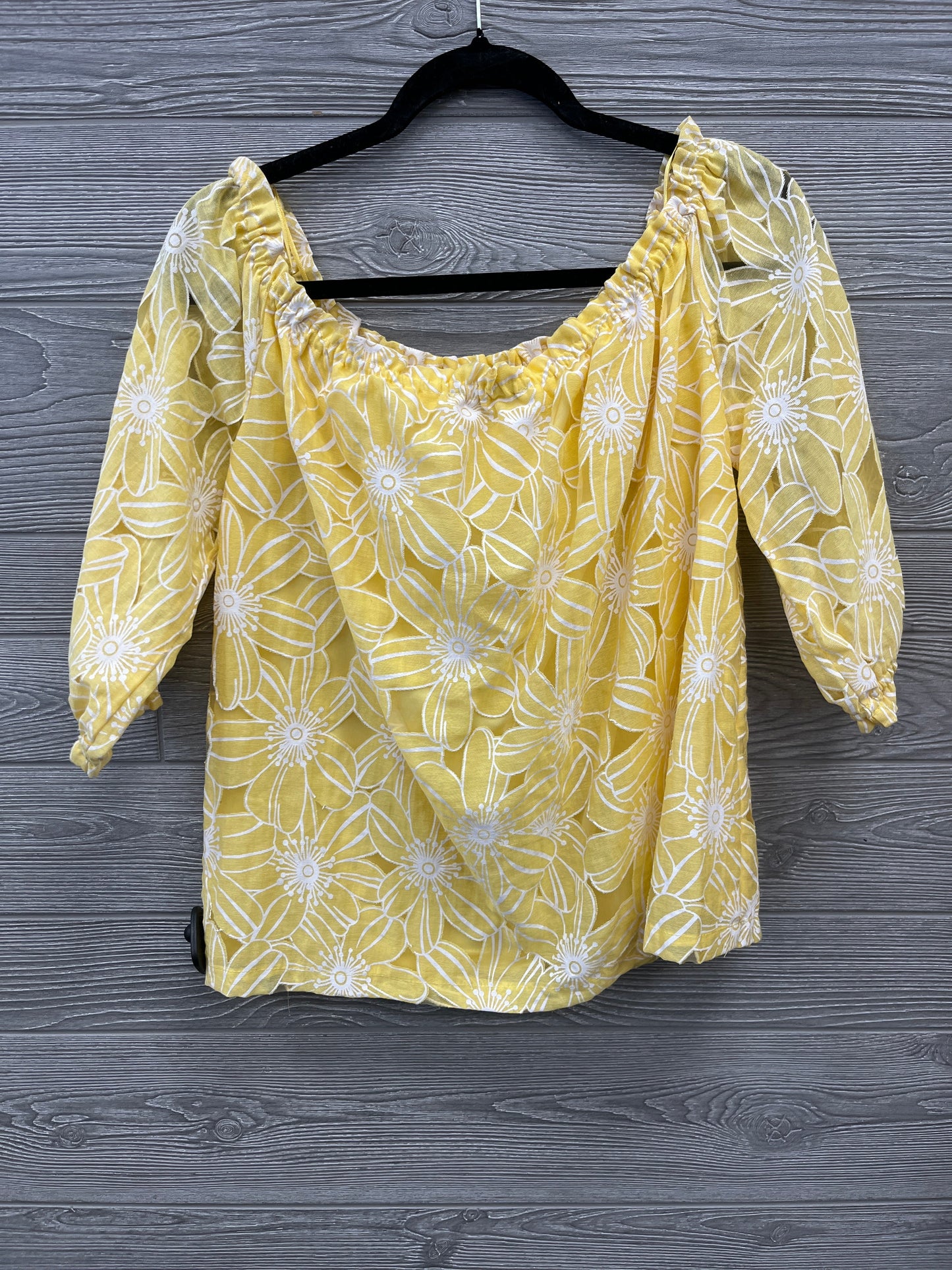 Blouse 3/4 Sleeve By Sweet Rain In Yellow, Size: M