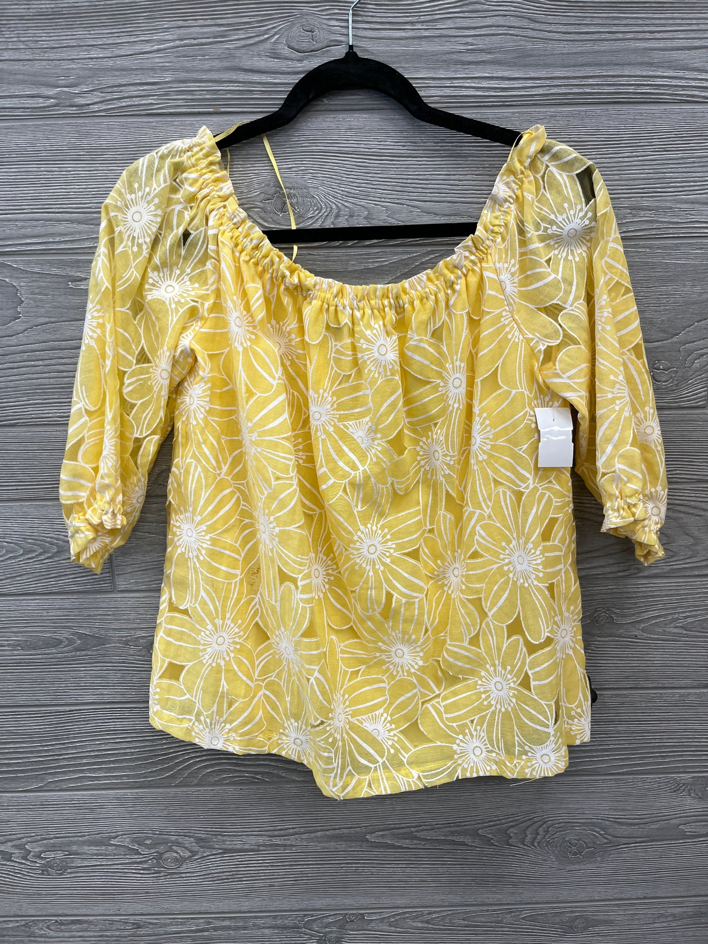 Blouse 3/4 Sleeve By Sweet Rain In Yellow, Size: M