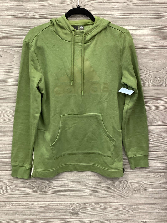 Athletic Top Long Sleeve Hoodie By Adidas In Green, Size: S