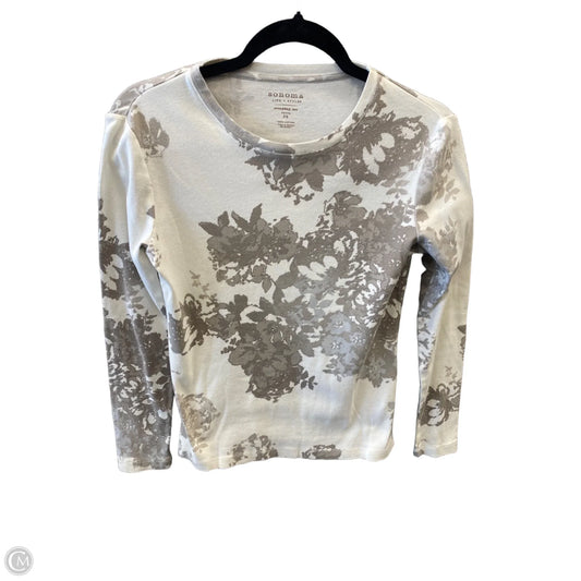 Top Long Sleeve By Sonoma In Grey & White, Size: Sp