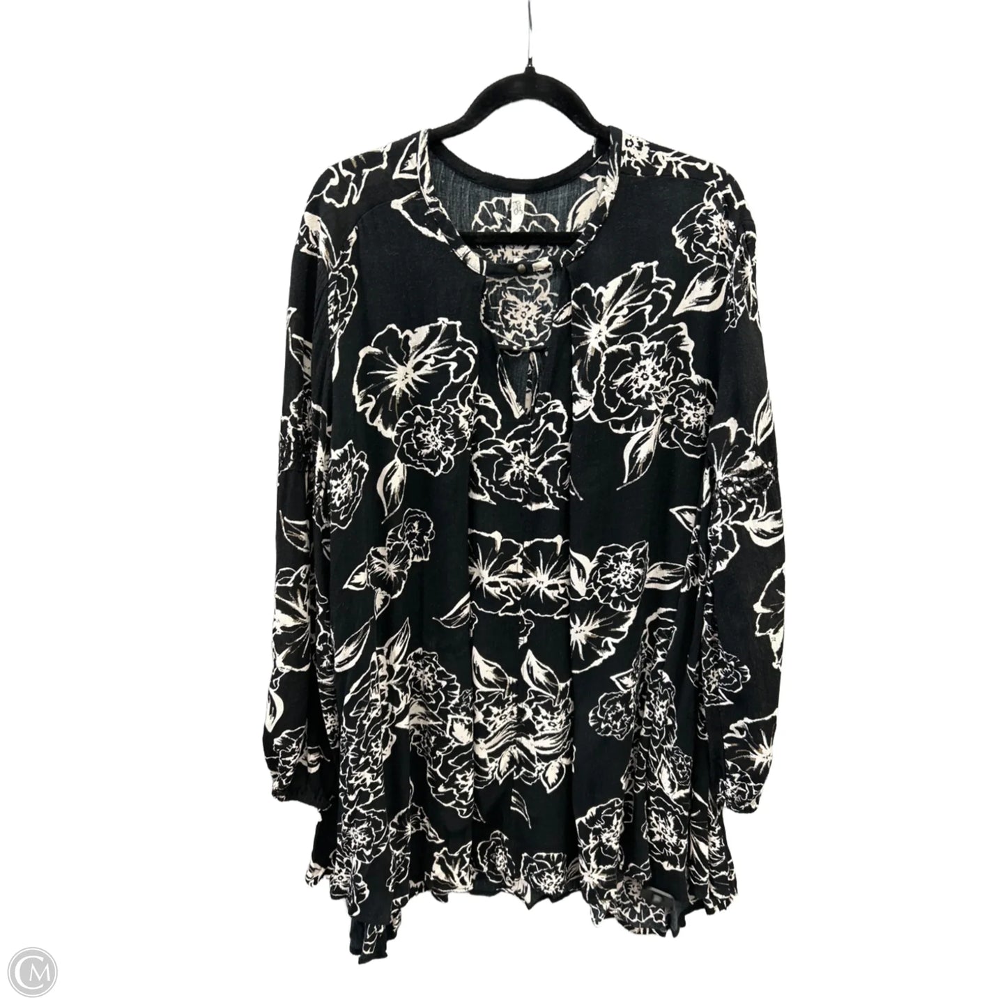 Tunic Long Sleeve By Free People In Black & Grey, Size: M