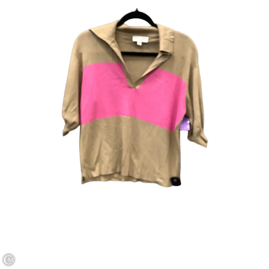 Top Short Sleeve By Free Assembly In Brown & Pink, Size: M