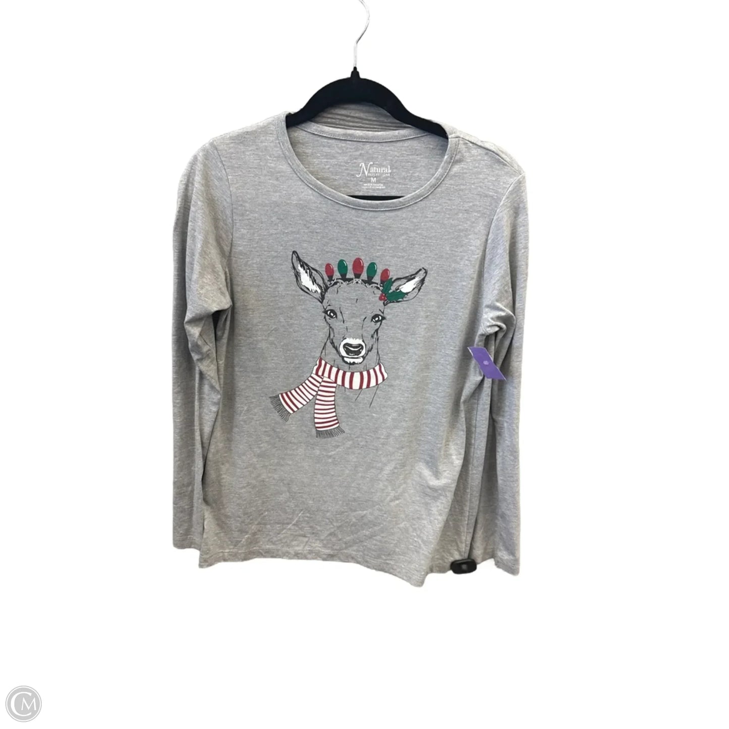 Top Long Sleeve By Natural Reflections In Grey, Size: M