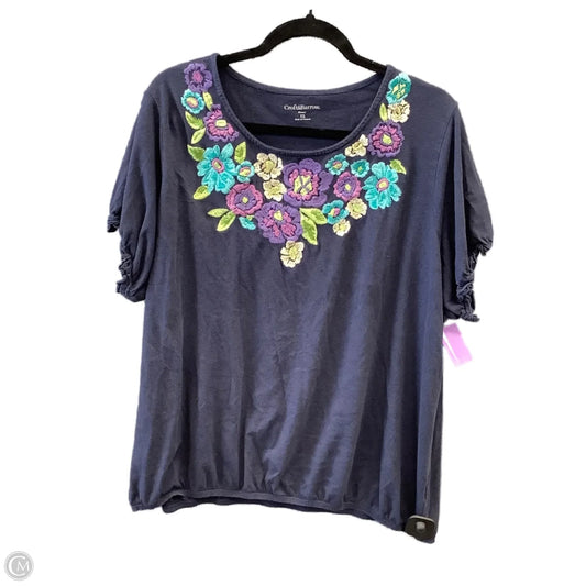 Top Short Sleeve By Croft And Barrow In Blue, Size: 3x