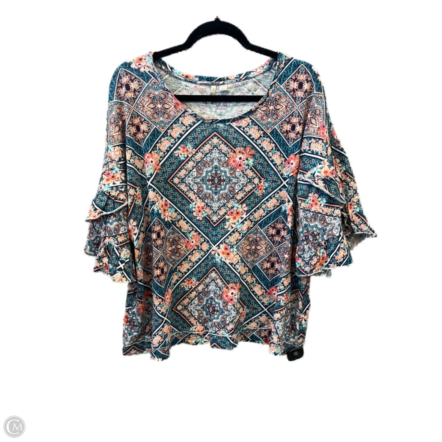 Top 3/4 Sleeve By Cato In Multi-colored, Size: 1x