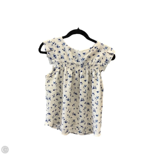 Top Short Sleeve By Monteau In Blue & Cream, Size: M