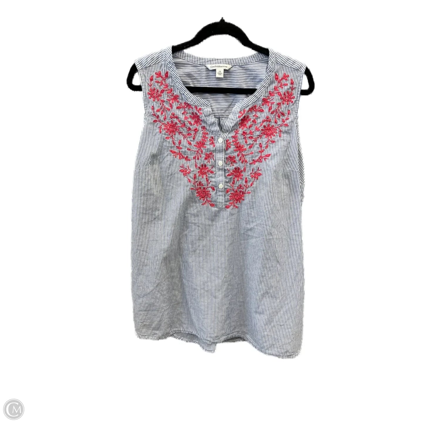 Top Sleeveless By Croft And Barrow In Striped Pattern, Size: 1x