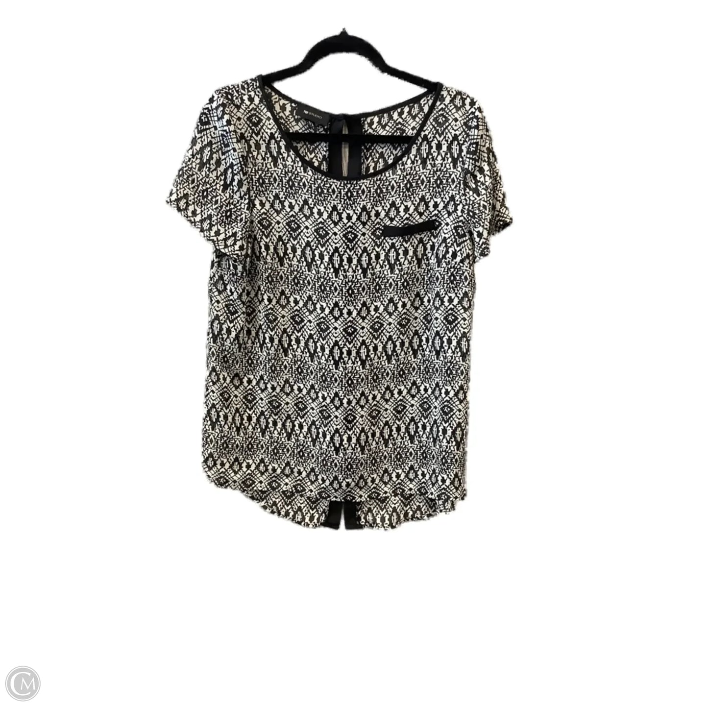 Top Short Sleeve By Ab Studio In Black, Size: L