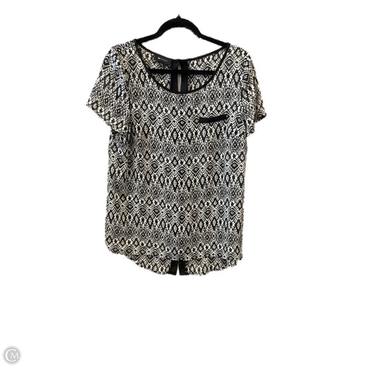 Top Short Sleeve By Ab Studio In Black, Size: L