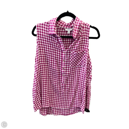 Top Sleeveless By Time And Tru In Checkered Pattern, Size: Xl