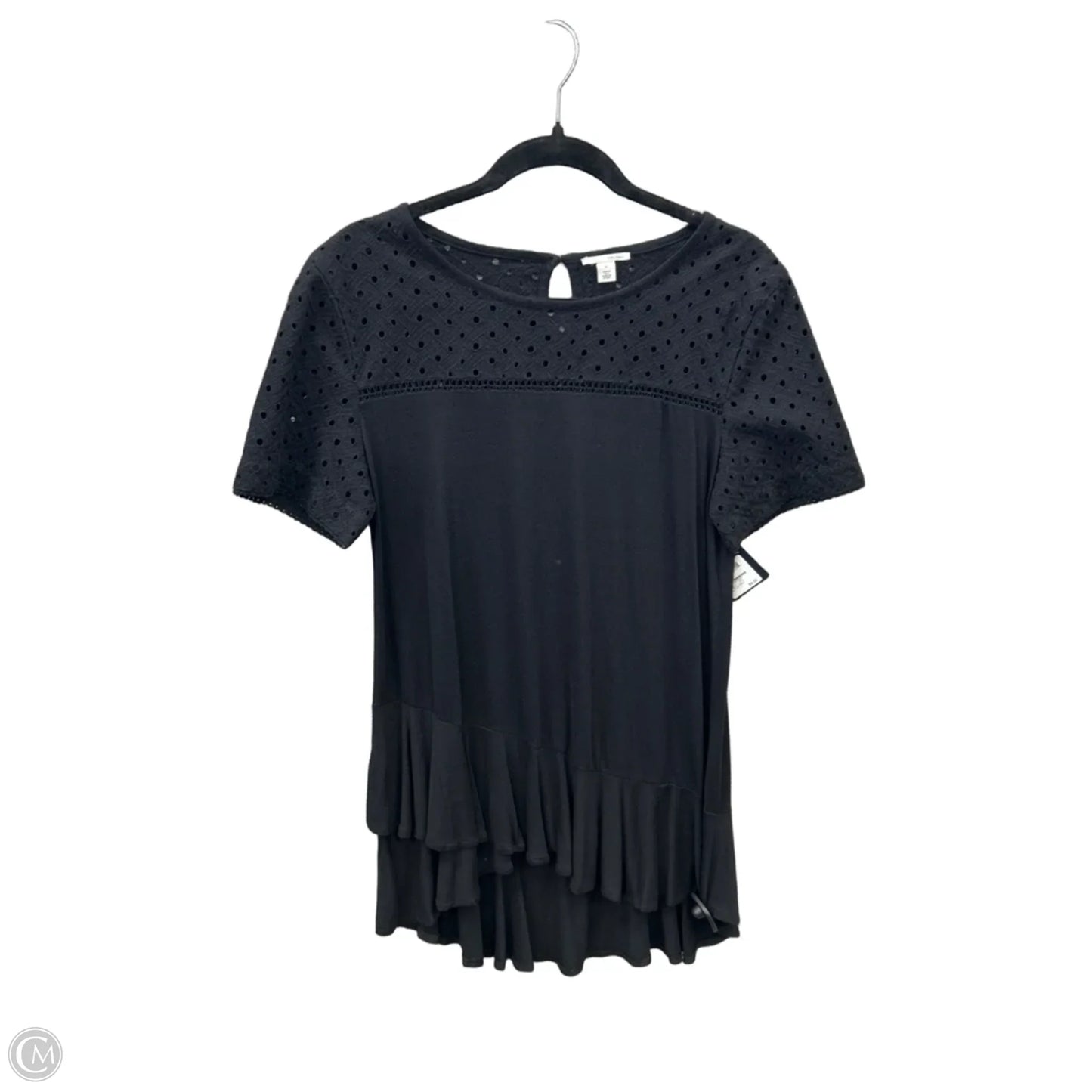 Tunic Short Sleeve By Halogen In Black, Size: M