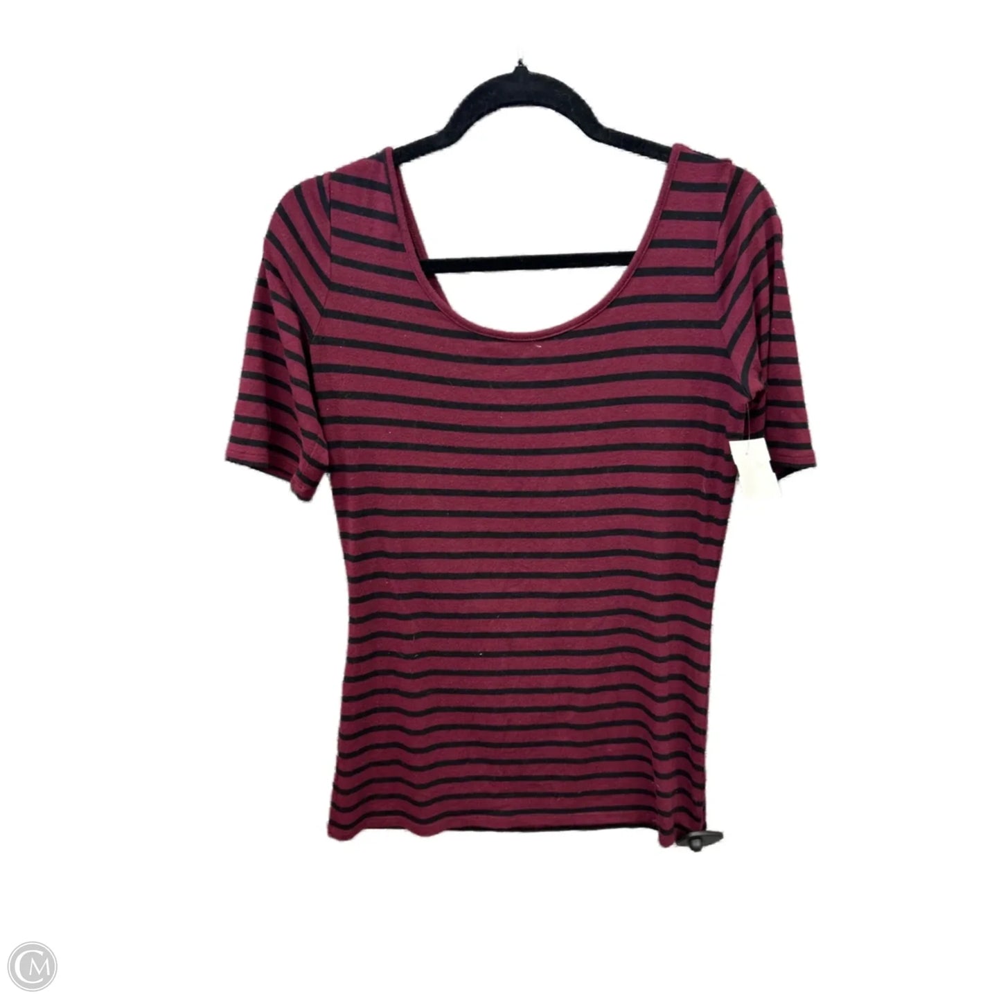 Top Short Sleeve By Decree In Striped Pattern, Size: L
